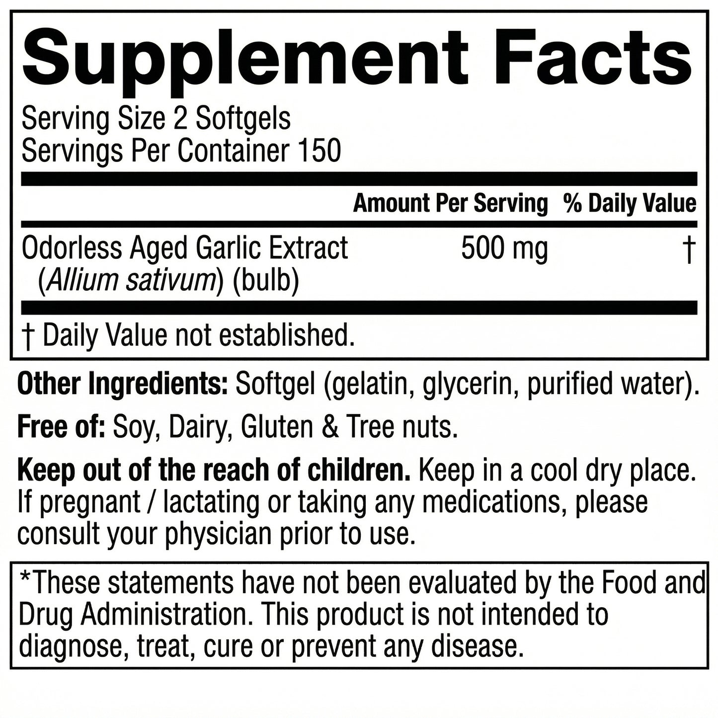 Aged Garlic Extract - 7500mg Odorless Softgels