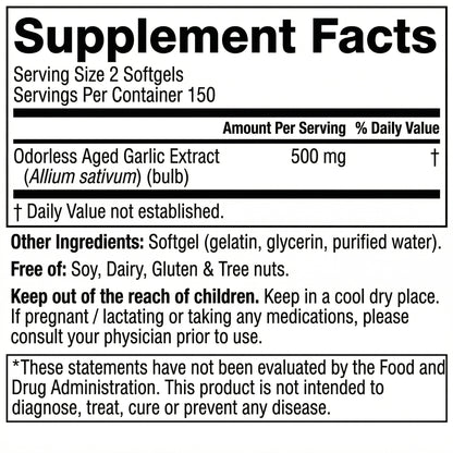 Aged Garlic Extract - 7500mg Odorless Softgels
