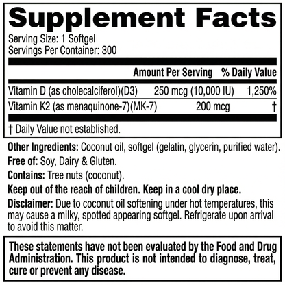 Vitamin D3 + K2 with Coconut Oil